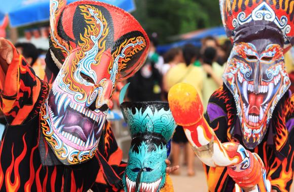 Traditionele maskers uit de Thaise regio Loei