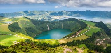 het Sete Cidades meer op de Azoren