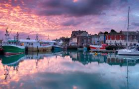 Engeland zonsopgang Padstow Harbour Cornwall-kust