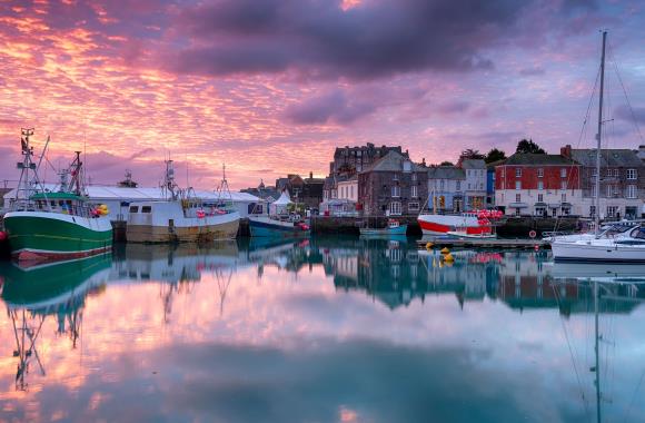 Engeland zonsopgang Padstow Harbour Cornwall-kust