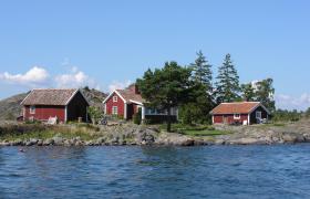 Rode huizen in Stockholm