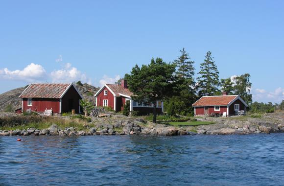 Rode huizen in Stockholm