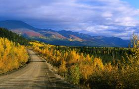 Autoweg door de Canadese provincie Yukon
