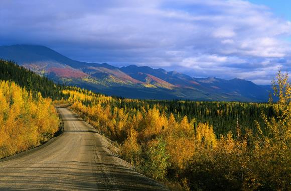 Autoweg door de Canadese provincie Yukon